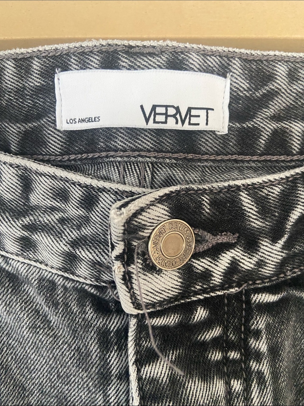 Ververt High-Rise Distressed Jean Shorts - Black Acid Wash - Picture 2 of 6